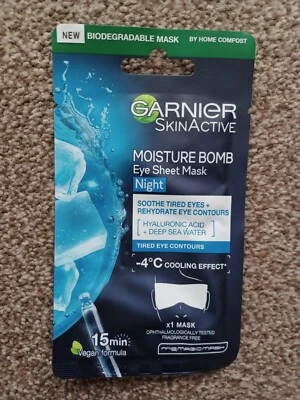 Garnier Skin Active Eye Mask Moisture Bomb Eye Sheet Mask Night 6g Brand New - Image 1 of 2