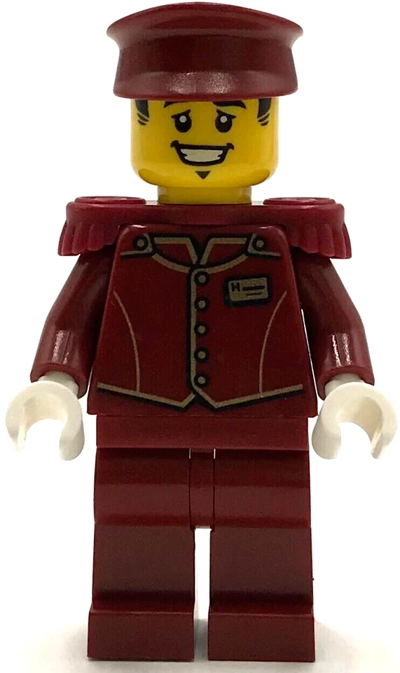 Lego New Tippy the Train Conductor Dark Red Uniform Minifigure Figure - Image 1 of 1