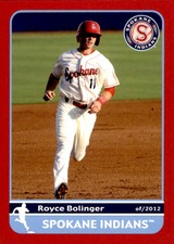 2012 Spokane Indians Grandstand #6 Royce Bolinger Scottsdale Arizona AZ Card