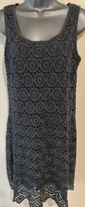 Monsoon Grey Lined Crochet dress Size 12 Festival Bohemian Special Occasion - Picture 1 of 12