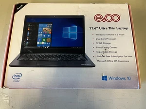 2 X  Evoo EV-C-116-1 11.6" Ultra Thin Laptop Intel Celeron 3gb Ram 32gb Win 10 - Picture 1 of 6