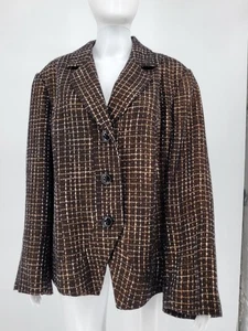 Coldwater Creek  22 Brown Multi Blend Button Jacket Blazer Business Holiday - Picture 1 of 11