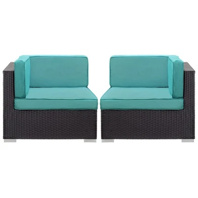 Juego seccional de esquina de patio exterior Gather de 2 pulgadas turquesa espresso Foto 1 de 4