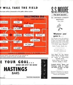 PROGRAMA FIRMADO - Final Copa Irlanda del Norte 1958 - los 11 autógrafos Ballymena - Imagen 1 de 1