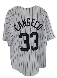 Jose Canseco Autographed Custom Yankees Jersey With 3 Inscriptions JSA Certified - Picture 1 of 9