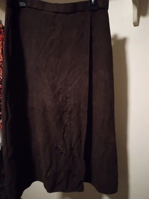 Vintage Bechamel Boho Size 16 Flower Faux Wrap Embroidered PolyesteA-line Skirt - Image 1 of 4