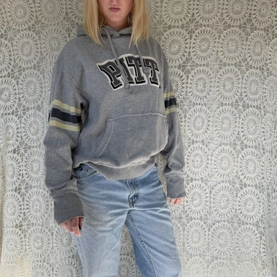 Sudadera con Capucha Colosseum Athletics Pitt Panthers Talla Mediana Gris Envejecido Costura Cruda Foto 1 de 4