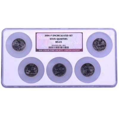 2004-P Uncirculated Set State Quarters (MI, FL, TX, IA, WI) - NGC MS65 - Image 1 of 2