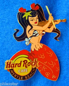 MYRTLE BEACH STARFISH MERMAID GIRL VIOLIN ZEBRA STRIPES BRA Hard Rock Cafe PIN - Picture 1 of 1