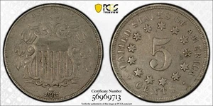 1867 No Rays Shield Nickel 5C PCGS XF Detail - Picture 1 of 1