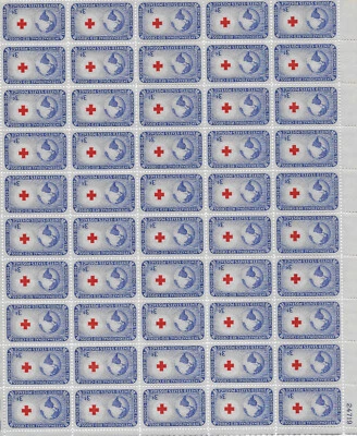 US Scott 1016, 1952, The International Red Cross, Mint sheet of 50, OG, NH - Image 1 of 2