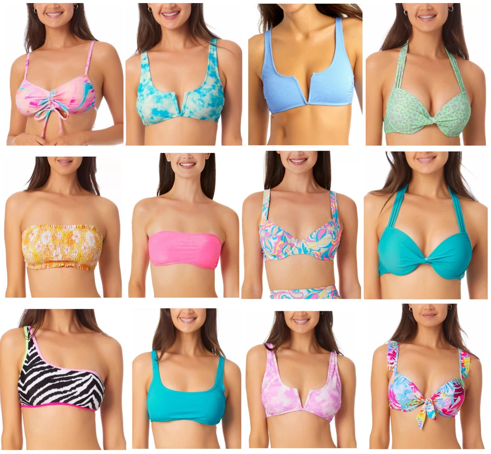 NWT California Waves Juniors' Bikini Halter Bandeau Sizes XS-L $50 12HL946 - Image 1 of 1