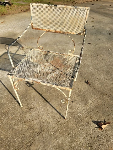 Vintage White Wrought Iron Garden Patio Chair Cover