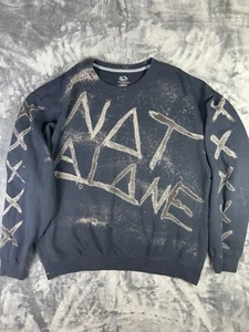 Grunge Streetwear Crewneck Handmade Bleach Dye Not Alone XXX Mens XL - Picture 1 of 10
