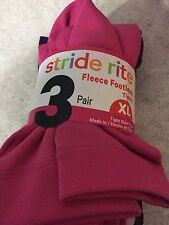 NWT Stride Rite Fleece Footlees Tights Size XL 3 Pairs Fuchsia, Plum And Black