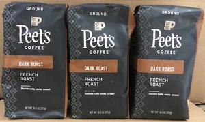 Peet's French Roast Ground Coffee 3 Packages Dark Roast - Picture 1 of 1