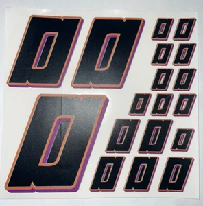 Matte Black-w/ Orange Outline Purple Shadow #0’s Racing Numbers Vinyl Rc Box L3 - Picture 1 of 10