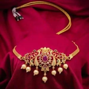 Gold Plated Pakistani Indian Designer Choker Necklace Bollywood Ethnic Jewelry