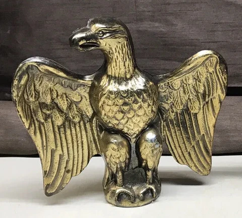 One Vintage American Brass Colored Metal Eagle Flag Pole Topper  5 .5” Tall Cover