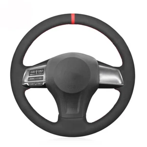 Black Suede Red Marker Steering Wheel Cover For Subaru Forester Impreza Legacy - Picture 1 of 15
