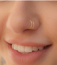 Tiny Double Hoop Gold Nose Ring Spiral Nose Ring 20 Gauge 8 mm Piercing Set 2￼