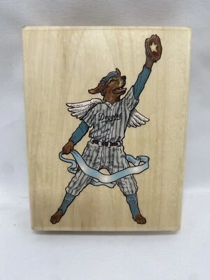 PSX Joanne West - Doggers Baseball Dog - Large Wood Rubber Stamp K7009 1999 NEW  - Image 1 of 4