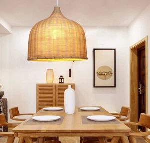 Rattan Wicker Pendant Light Bamboo Lampshade for Dining Living Room Kitchen - Picture 1 of 14