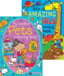 A4 CHILDREN'S MY PETS AMAZING ANIMALS WHITE PAGE COLOURING Books Fun - Picture 1 of 7