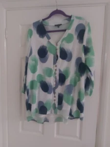 Izabel London White with Polka Dot Button Detail Blouse. Size 18 - Picture 1 of 5