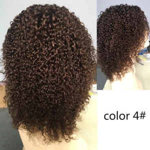 4# Kinky Curly Wig None Lace Afro Curly Wig with Bangs Brazilian Human Hair Wigs - Picture 1 of 6