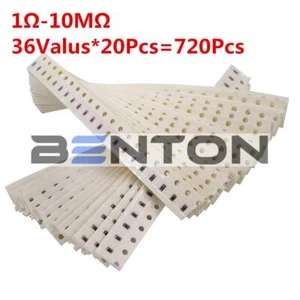 720pcs 36values 0603 1ohm-10Mohm Ω SMD SMT Resistor Resistance Assortment kit 1% - Picture 1 of 5