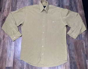 Scott Barber Medium 100% Cotton Button up Collared Dress Shirt Yellow Preowned - Picture 1 of 12