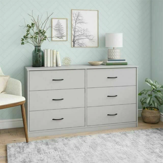 Mainstays DW65830 Classic 6 Drawer Dresser - Dove Gray
