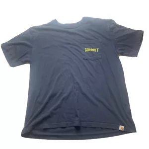 Carhartt Dark Blue Breast Pocket Shirt Extra Large XL Back Print Free Postage - Picture 1 of 6