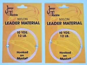 2 PACKS OF JEROS TACKLE NYLON LEADER MATERIAL - 10 YARDS 12LB TEST - Picture 1 of 1