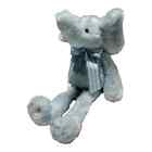 Bearington Collection Blue Elephant Plush Long Legs Limbs Bow Stuffed Animal