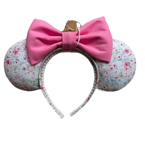 Mickey Ears Headband Floral Coquette Blue Floral Pink How Handmade NEW Adult - Picture 1 of 2