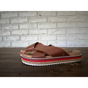 Sam Edelman Leyton Brown Cross Strap Platform Sandals Espadrille Size 7 - Picture 1 of 8