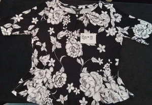Camisa Liz Claiborne Negra Floral Manga 3/4 L Adición Carrera Talla Grande B14 - Imagen 1 de 7