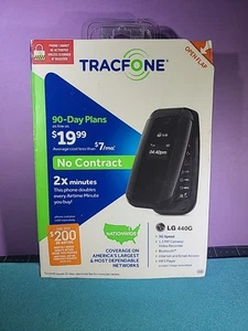 TRACFONE LG 440G BLACK FLIP CELLULAR PHONE, 3G 1.3 MP CAMERA, NEW IN ORIG. BOX - Picture 1 of 3