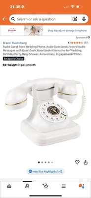 Nuevo en caja. Teléfono blanco audio invitado boda antiguo para dejar mensajes encendidos. Foto 1 de 4