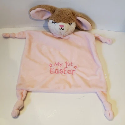 Happy Go Fluffy Lovey My 1st 复活节兔子粉色安全毯毛绒 — 第 1/4 张图片