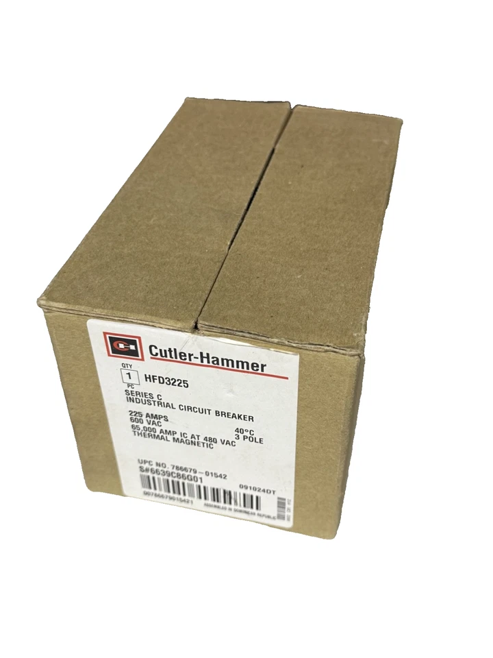 NUEVO HFD3225 EATON 3p 600v 225a 65k Disyuntor NUEVO EN CAJA Foto 1 de 2