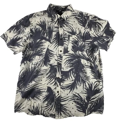 Volcom Shirt Men's L White Black Modern Fit Button Up Palms Hawaii Lightweight - Image 1 of 4