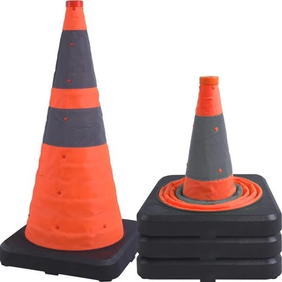 BRISUNSHINE 4 Pack 28" Collapsible Traffic Cone - Foldable Safety Cone with Heavy-Duty Base