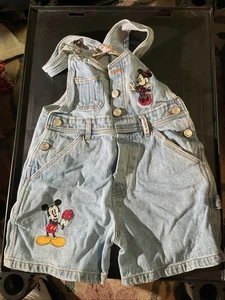 Vintage 90s Mickey And Co Overalls Shorts Embroidered Disney - Youth Size 6X - Picture 1 of 12