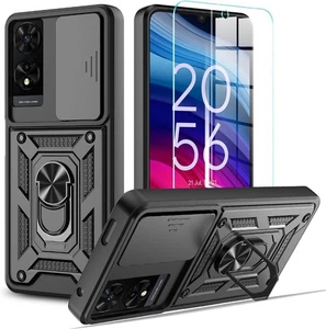Case For TCL 505, Ring ARMOUR Shockproof Magnetic Stand Phone Camera Lens Cover - Picture 1 of 12