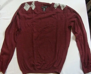 NW Structure Mens Burgundy Pull Over Sweater Diamond Pattern 100% Cotton Size M - Picture 1 of 3
