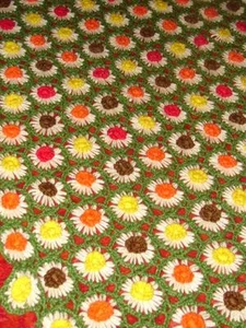 Antique Complex Handmade Hand Crafted Crochet Flower Afghan Throw Blanket - Picture 1 of 7