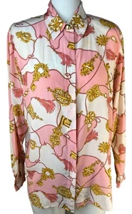 CW Clifford & Willis Barock italienische Kette rosa Seide Knopfleiste Bluse - Bild 1 von 10